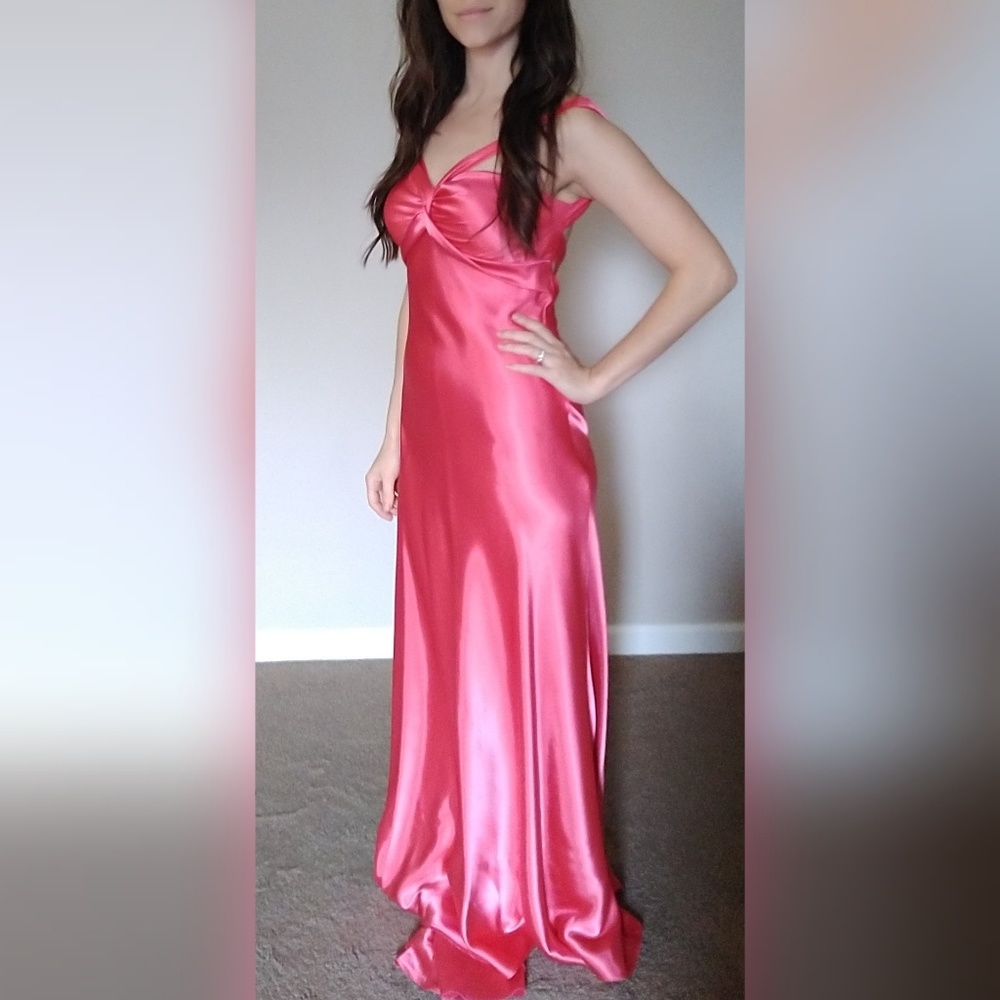 Gorgeous low back slim fit slip style evening gown